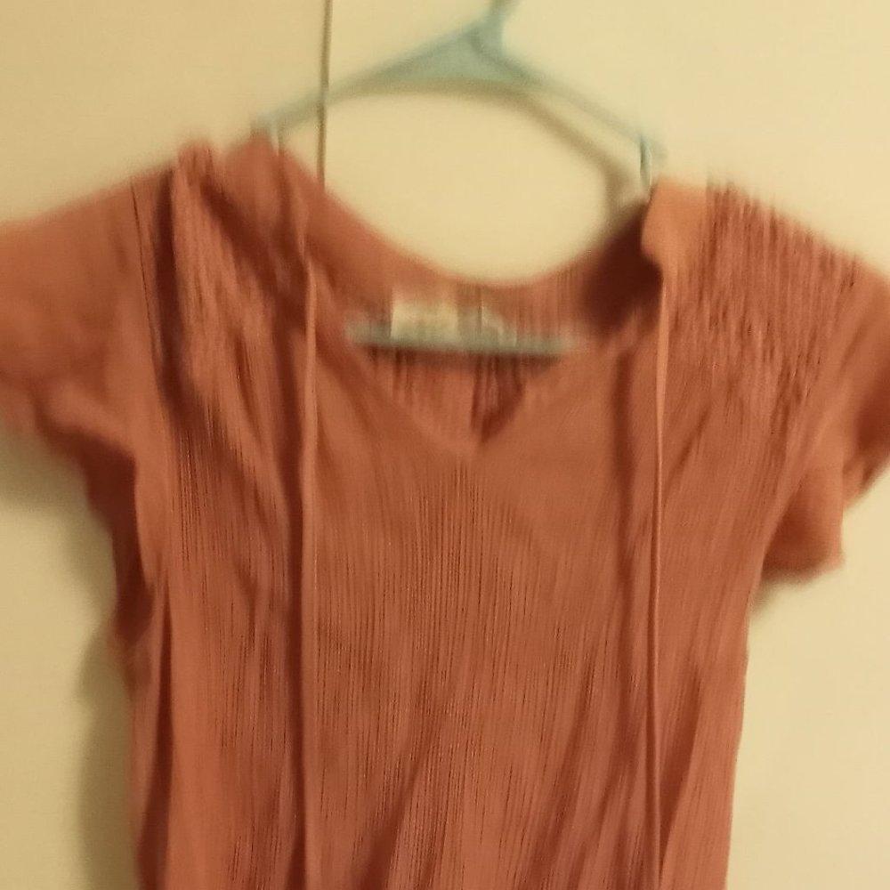 Coral Thin Fabric T-shirt/Blouse with strings